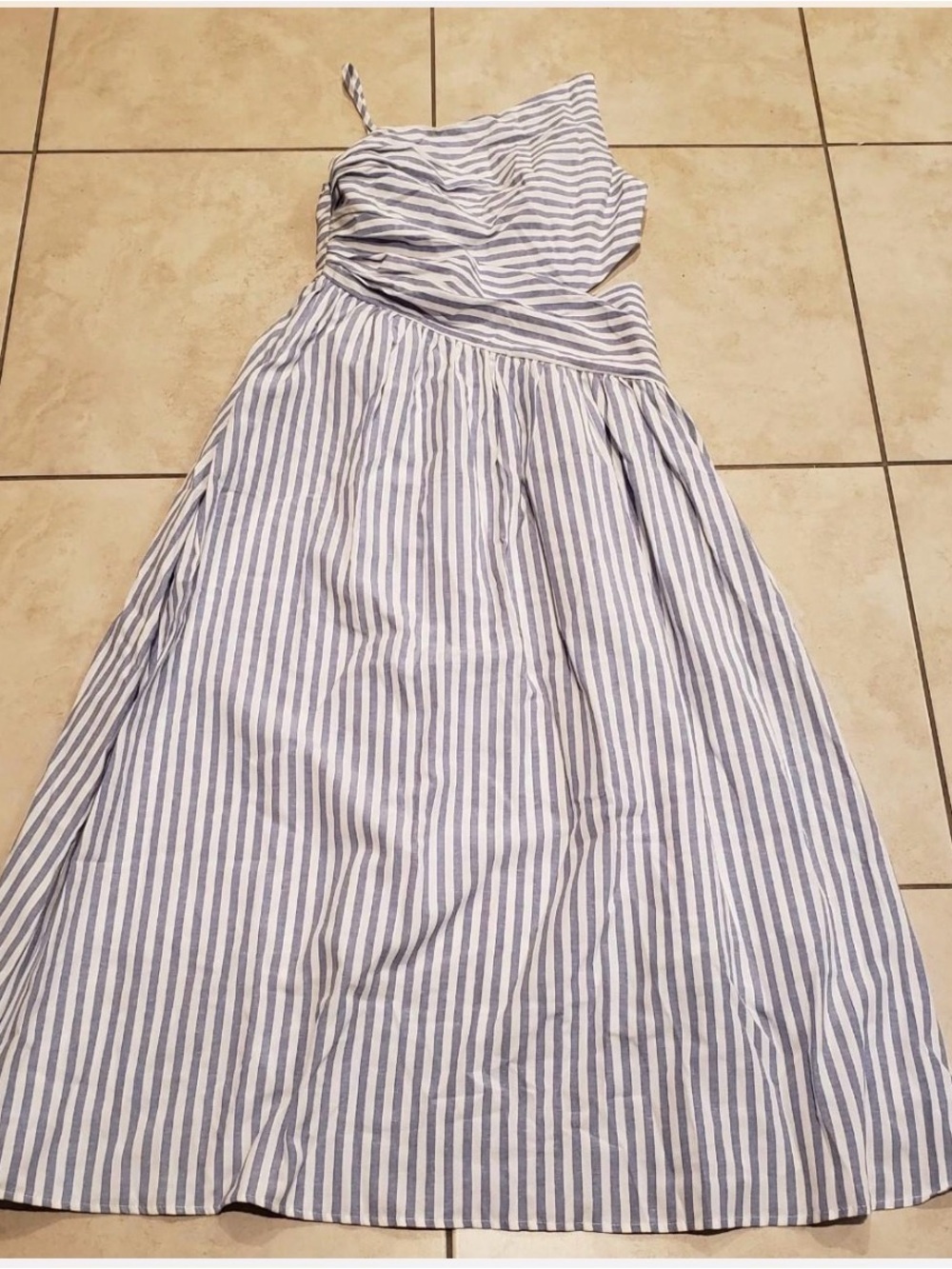 Commense Striped Cut-Out Asymmetric Cami Maxi Dress - Picture 2 of 7